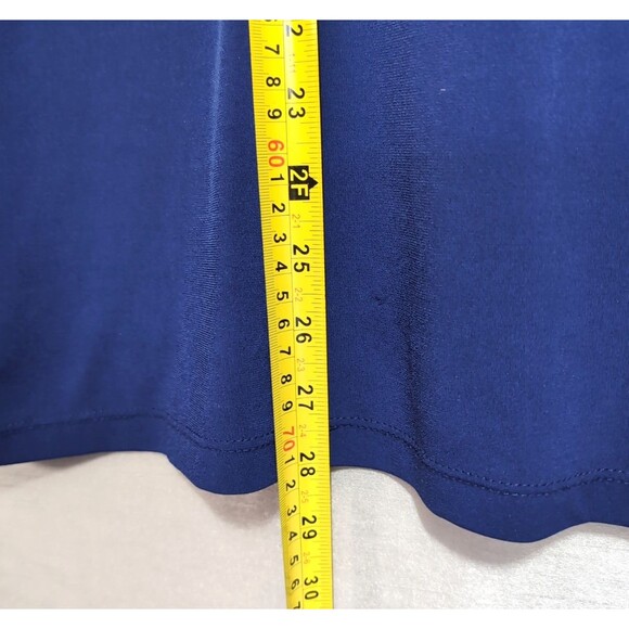 Susan Graver Women’s Size LARGE Navy Liquid Knit Keyhole Neck Dressy Festive Top - Picture 9 of 16